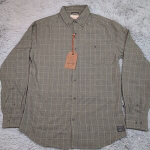 Original Weatherproof Vintage Mens Shirt‎ S Plaid Grey Pocket Career Casual New